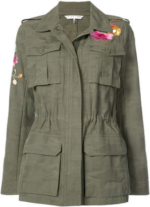 Trina Turk floral appliqué military cargo jacket