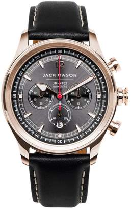 Jack Mason Nautical Chronograph Gray Dial Leather Strap Watch