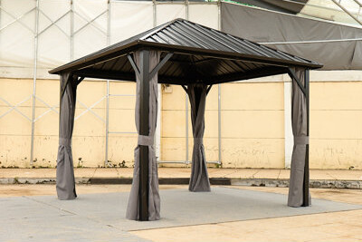 LICEN-Home 10*10Ft Patic GazeboAluminum Gazebo With Steel CanopyOutdoor Permanent Hardtop Gazebo Canopy For Patio Garden Backyard