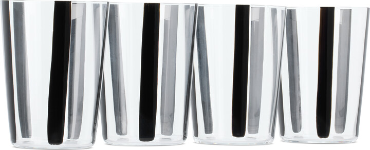The Conran Shop Black Nova Stripe Tumbler Set, 4 pcs