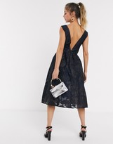 Thumbnail for your product : Chi Chi London Chi Chi Lee midi dress with plunge front in navy