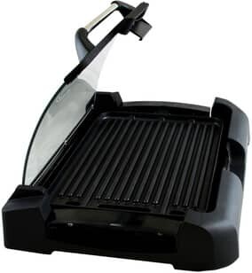 Megachef Reversible Indoor Grill & Griddle With Removable Glass Lid in Black