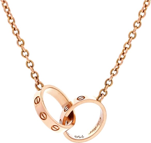 Pre-Owned Cartier Love Interlocking Necklace 18K Rose Gold 17.25\