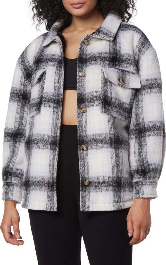 Andrew Marc Faux Fur Lined Plaid Shirt Jacket - ShopStyle