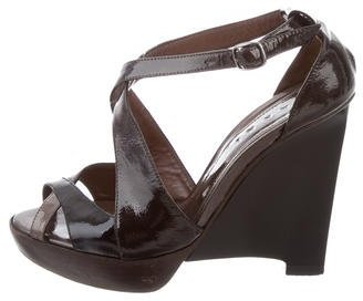 Marni Patent Leather Crossover Wedges