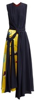 Thumbnail for your product : Roksanda Sorka Knotted Contrast-panel Silk Dress - Blue Multi
