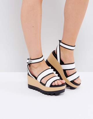 Pull&Bear Black And White Wooden Wedge