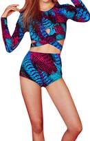 Thumbnail for your product : Pink Queen Women's Long Sleeve Boyley Cropped Rash Guard Surfing Suit XL