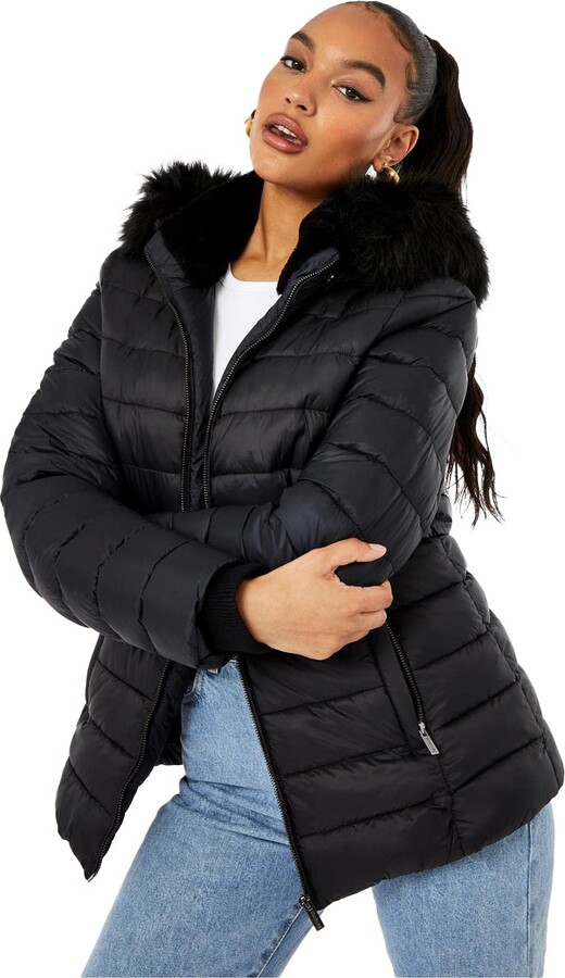 Firetrap Womens Luxe Padded Puffer Jacket Black 12 (M) ShopStyle