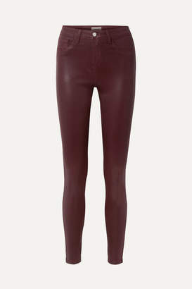 L'Agence The Margot Coated High-rise Skinny Jeans