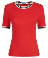 Thumbnail for your product : New Look Red Ribbed Tipped 1/2 Sleeve T-Shirt