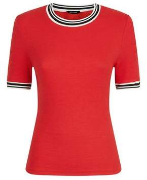 New Look Red Ribbed Tipped 1/2 Sleeve T-Shirt
