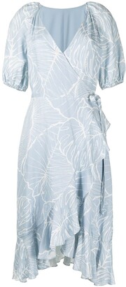 Marchesa Notte Short Puff-Sleeve Dress
