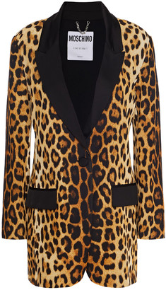 Moschino Satin-trimmed Leopard-print Silk-chiffon Blazer