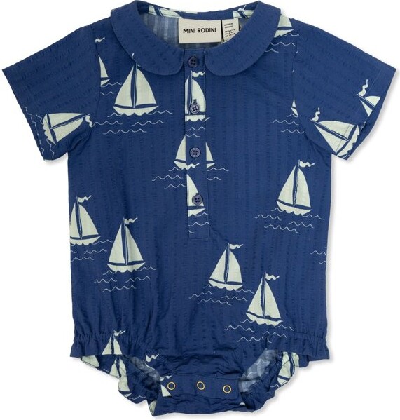 Mini Rodini Sailing Boats Woven Bodysuit