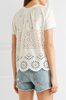Sea Cotton-jersey And Broderie Anglaise T-shirt - White