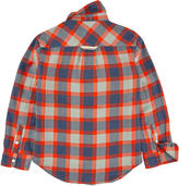 Thumbnail for your product : American Outfitters Bright orange and navy blue checked cotton shirt