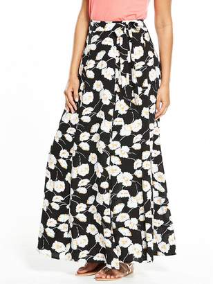 Very Floral Print Wrap Maxi Skirt