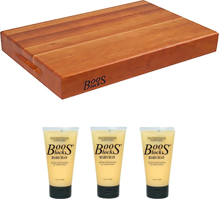 John Boos Cherry Wood Reversible Butcher Block Cutting Board, 18 x 12 x