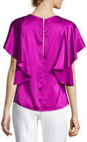 Thumbnail for your product : Monique Lhuillier Hammered Satin Ruffle Blouse, Orchid