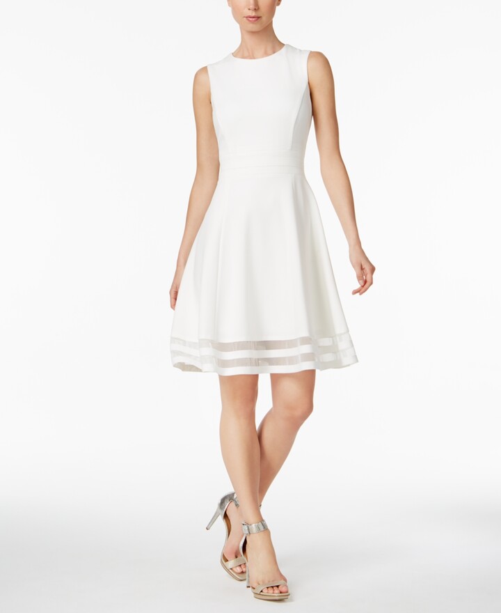 Calvin Klein Illusion-Trim Fit & Flare Dress, Regular & Petite - ShopStyle