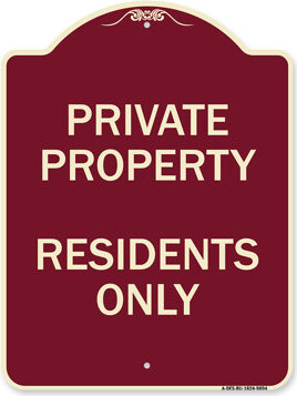 Signmission Designer Series Sign - Residents Only | Burgundy 18\