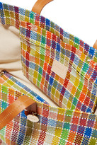 Thumbnail for your product : Clare Vivier Suki Leather-Trimmed Plaid Raffia-Effect Tote