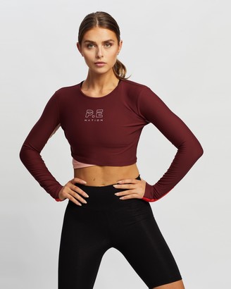 P.E Nation Women's Purple Cropped tops - Point Forward LS Top - Size XXL at The Iconic