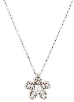 14K Diamond Flower Pendant Necklace