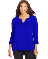 Thumbnail for your product : INC International Concepts Plus Size Mixed-Media Blouse