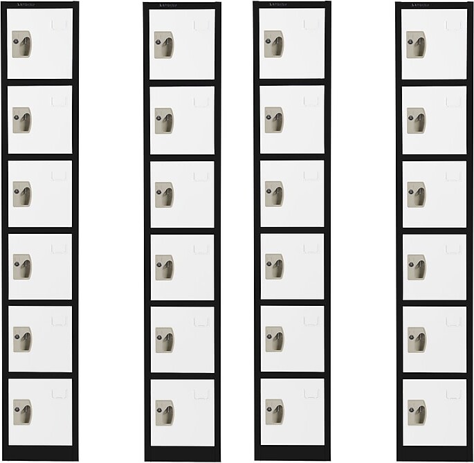 AdirOffice 72" 6-Tier Black and White Storage Locker, 4/Pack (ADI629-206-B-W-PKG-4)