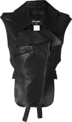 Chanel Pre Owned 1990-2000s Open-Back Leather Gilet