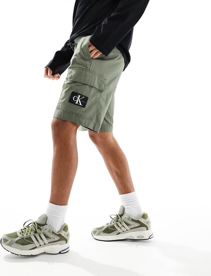 Calvin Klein Jeans washed cargo shorts in olive green ShopStyle