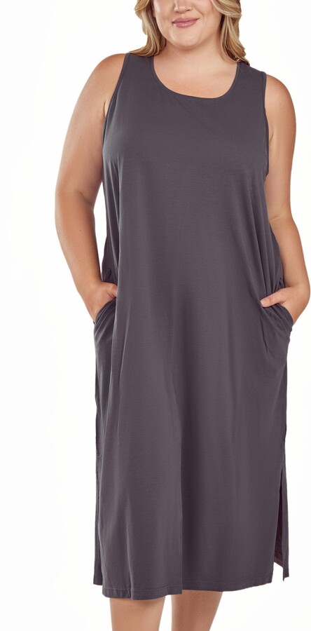 iCollection Plus Size Soft Knit Tank Dress with Side Pockets