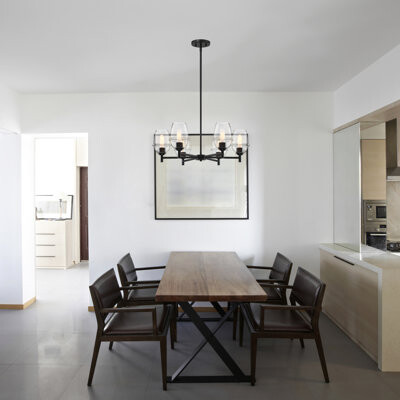 Mercer41 Dolena 6 - Light Steel Dimmable Shaded / Spider Chandelier