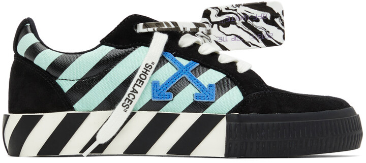 Off-White Black & Green Vulcanized Diagonal Print Sneakers - ShopStyle