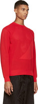 Thumbnail for your product : Alexander McQueen Red Perforated Knit Crewneck Sweater