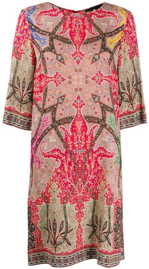 scarf print shift dress