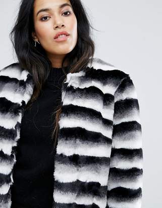 Junarose Striped Faux Fur Coat