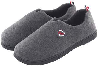 ULTRAIDEAS Men's Comfort Polar Fleece Slip on Slippers Color Block Memory Foam House Loafers Shoes w/Indoor, Outdoor Sole (, Navy Blue)
