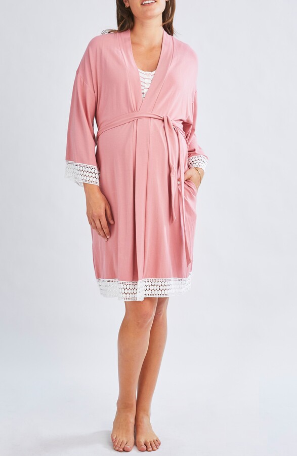 Angel Maternity Nursing Dress, Robe & Baby Blanket Set