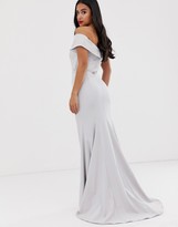 Thumbnail for your product : Jarlo Petite knot front bardot maxi dress in silver grey