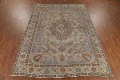 Bloomsbury Market Distressed Floral Wool Traditional Area Rug 9x13