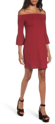 One Clothing Women's Off The Shoulder Rib Knit Dress