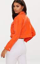 Thumbnail for your product : PrettyLittleThing Bright Orange Cropped Denim Jacket