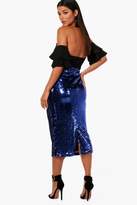 Thumbnail for your product : boohoo All Over Sequin Long Line Midi Skirt