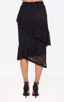Thumbnail for your product : PrettyLittleThing Yellow Asymmetric Long Line Lace Midi Skirt