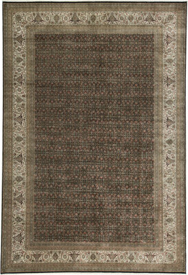 Bokara Rug Co. Inc. Hand-Knotted High-Quality Black and Beige Area Rug