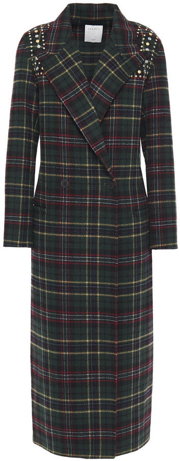 sandro checked wool coat