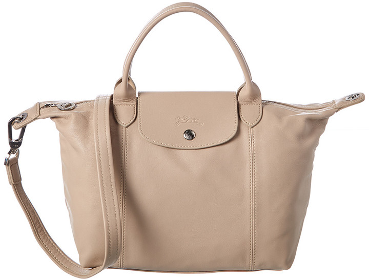 Le Pliage Cuir Small Leather Short Handle Tote
